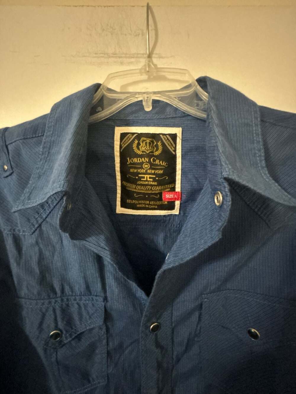 Jordan Craig Long Sleeve Button Down Shirt Size L Blue Western Snap